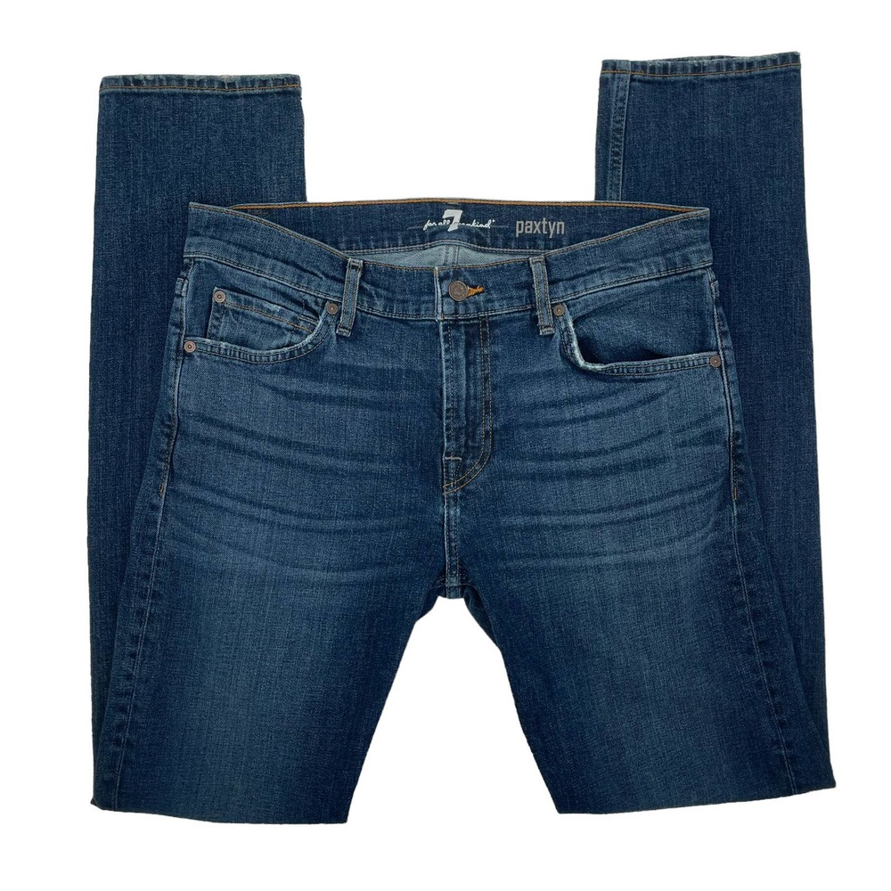 7 For All Mankind Blue Straight Jeans Timeless Style